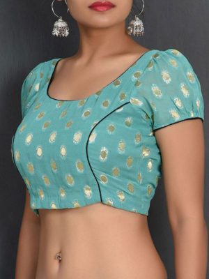 Sea Green Geargette Printed Readymade Blouse