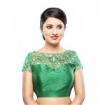 Green Net Zari Embroidered Readymade Blouse