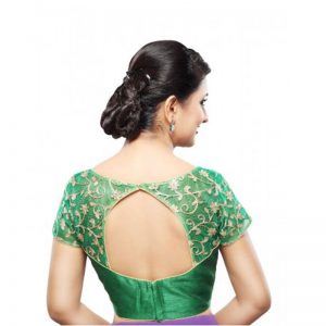 Green Net Zari Embroidered Readymade Blouse
