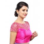 Pink Net Zari Embroidered Readymade Blouse