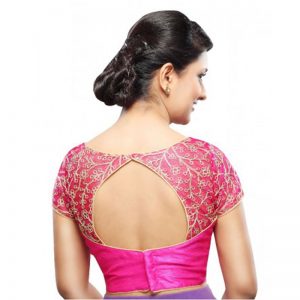 Pink Net Zari Embroidered Readymade Blouse