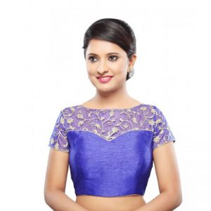 Royal Blue Net Zari Embroidered Readymade Blouse