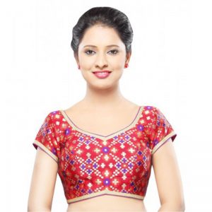 Red Net Embrodiery Readymade Blouse