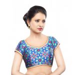 Royal Blue Net Embrodiery Readymade Blouse