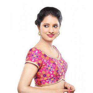 Pink Net Embrodiery Readymade Blouse