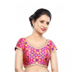 Pink Net Embrodiery Readymade Blouse