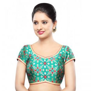 Green Net Embrodiery Readymade Blouse