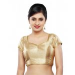 Gold Fancy Fabric Lace Work Readymade Blouse
