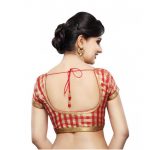 Red Dupion Silk Prints Readymade Blouse