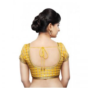 Yellow Dupion Silk Prints Readymade Blouse