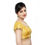 Yellow Dupion Silk Prints Readymade Blouse