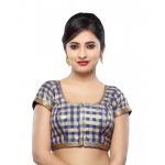Blue Dupion Silk Prints Readymade Blouse