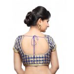Blue Dupion Silk Prints Readymade Blouse