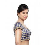 Blue Dupion Silk Prints Readymade Blouse