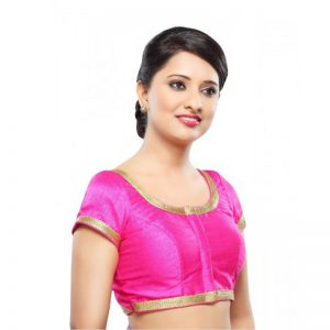 Pink Dupion Silk Lace Work Readymade Blouse