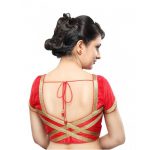 Red Dupion Silk Lace Work Readymade Blouse