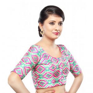 Pink Patola Woven Readymade Blouse