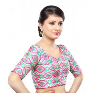 Pink Patola Woven Readymade Blouse