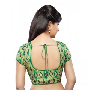 Green Dupion Silk Printed Readymade Blouse