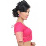 Pink Fancy Fabric Zari Bordered Readymade Blouse