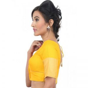 Yellow Fancy Fabric Zari Bordered Readymade Blouse