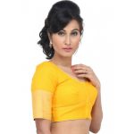 Yellow Fancy Fabric Zari Bordered Readymade Blouse