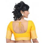 Yellow Fancy Fabric Zari Bordered Readymade Blouse