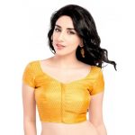 Yellow Brocade Woven Readymade Blouse