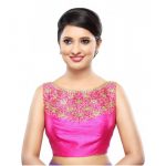 Pink Dupion Silk Zari Work Readymade Blouse