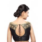 Black Dupion Silk Zari Work Readymade Blouse