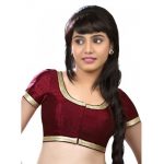 Maroon Dupion Silk Lace Work Readymade Blouse