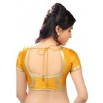 Mustard Dupion Silk Lace Work Readymade Blouse