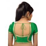 Parrot Green Dupion Silk Lace Work Readymade Blouse