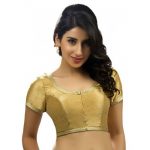 Gold Dupion Silk Lace Work Readymade Blouse