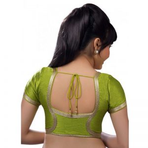 Light Green Dupion Silk Lace Work Readymade Blouse