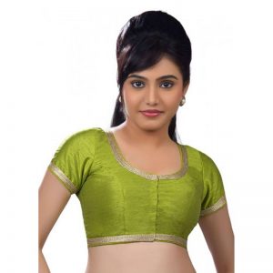 Light Green Dupion Silk Lace Work Readymade Blouse