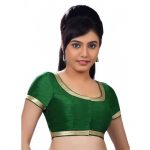 Green Dupion Silk Lace Work Readymade Blouse