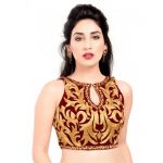 Maroon Velvet Zari Embroidery Readymade Blouse