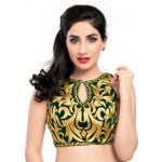 Green Velvet Zari Embroidery Readymade Blouse