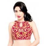 Pink Velvet Zari Embroidery Readymade Blouse