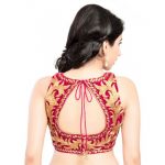Pink Velvet Zari Embroidery Readymade Blouse