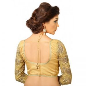 Gold Dupion Silk Embroidery Readymade Blouse