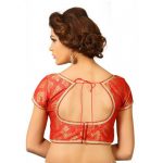 Red Brocade Stone & Zari Work Readymade Blouse