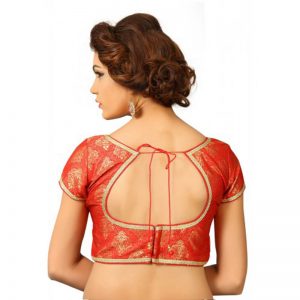 Red Brocade Stone & Zari Work Readymade Blouse