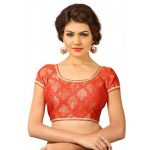 Red Brocade Stone & Zari Work Readymade Blouse