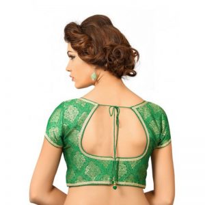 Green Brocade Stone & Zari Work Readymade Blouse