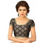 Black Brocade Stone & Zari Work Readymade Blouse