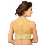 Gold Fancy Fabric Moti Work Readymade Blouse