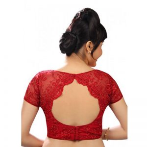 Red Net Woven Readymade Blouse