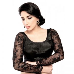 Black Net Embroidered Readymade Blouse